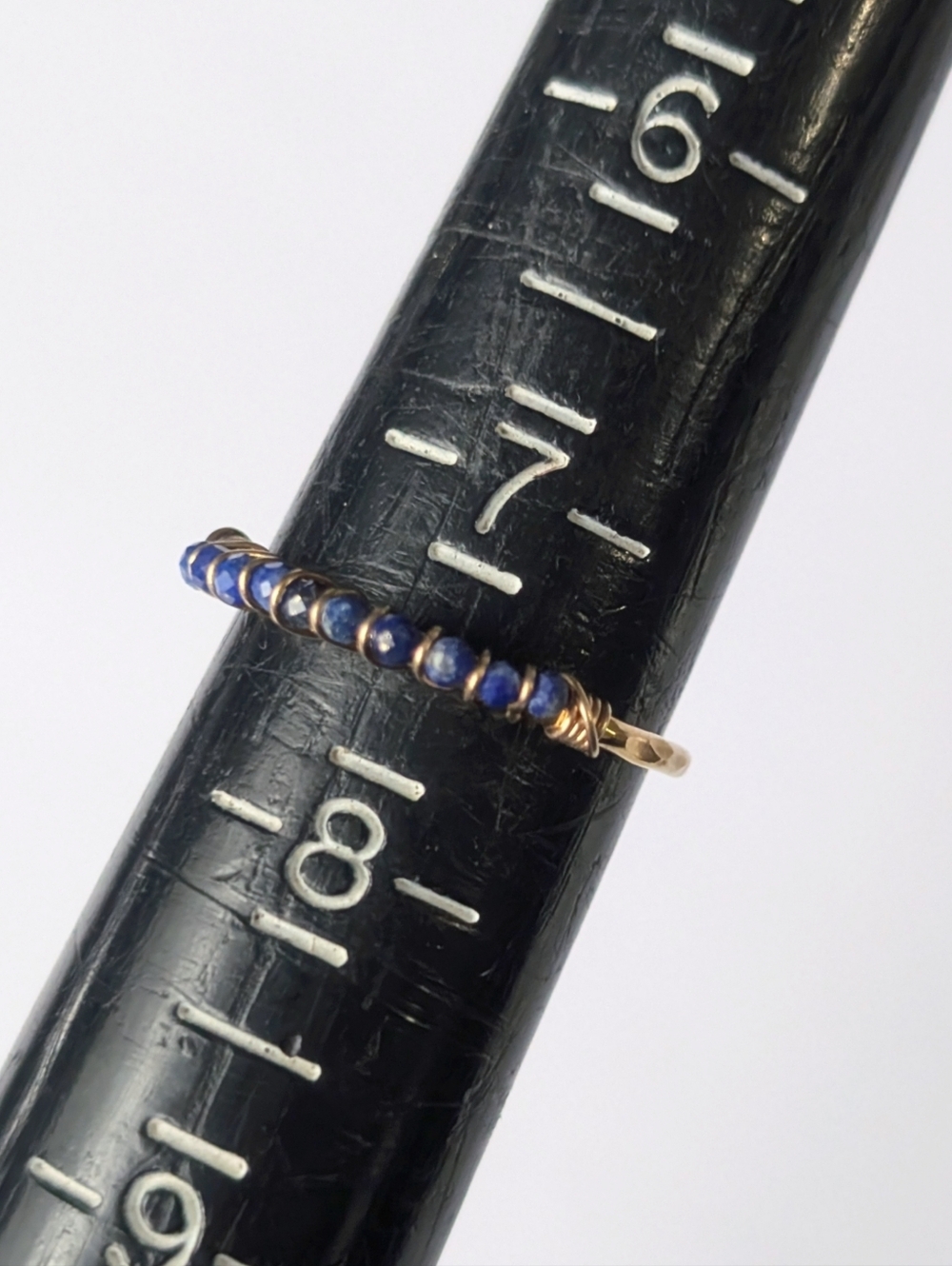Handmade new gold filled ring 14K GFHammered band wire wrapped blue lapis Lazuli - Picture 3 of 4